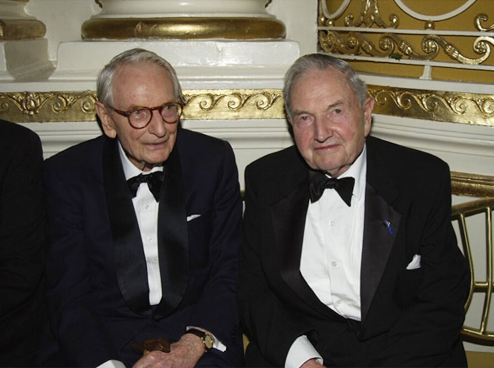 397065 01: Laurence and David Rockefeller attend the New York Landmarks Conservancy Gala November 5, 2001 in New York City. (Photo by Robin Platzer/Getty Images)