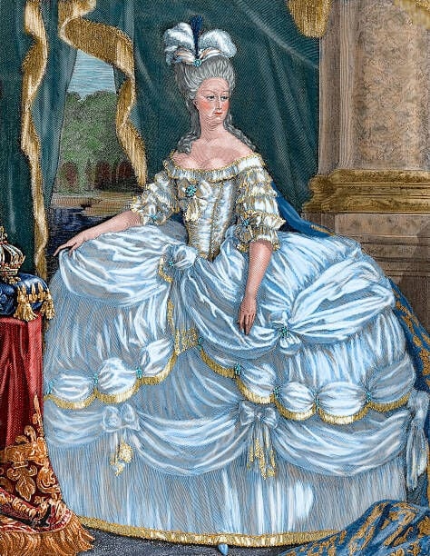 Marie Antoinette (1755-1793). Wife of Louis XVI and Queen of France (1774-92). Since the beginning of the French Revolution was the top representative of the conservative aristocracy. On October 16, 1793 was tried and convicted. Colored engraving. (Photo by Ipsumpix/Corbis via Getty Images)