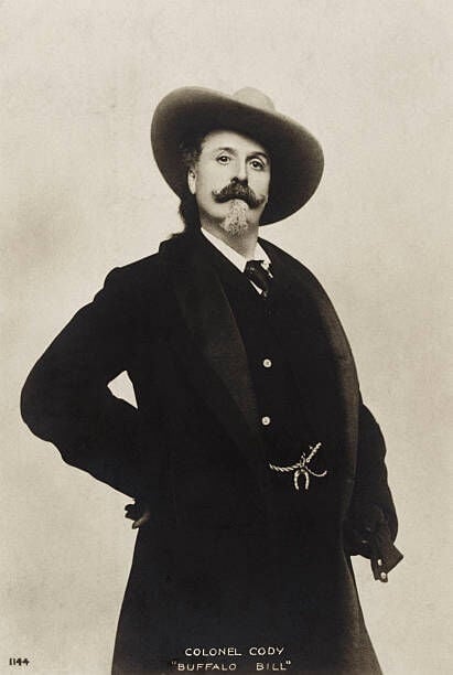 Buffalo Bill  - Colonel W F Cody  Famous for his cowboy shows about the Wild West of America.   26 February 1846 – 10 January 1917  (Photo by Culture Club/Getty Images)