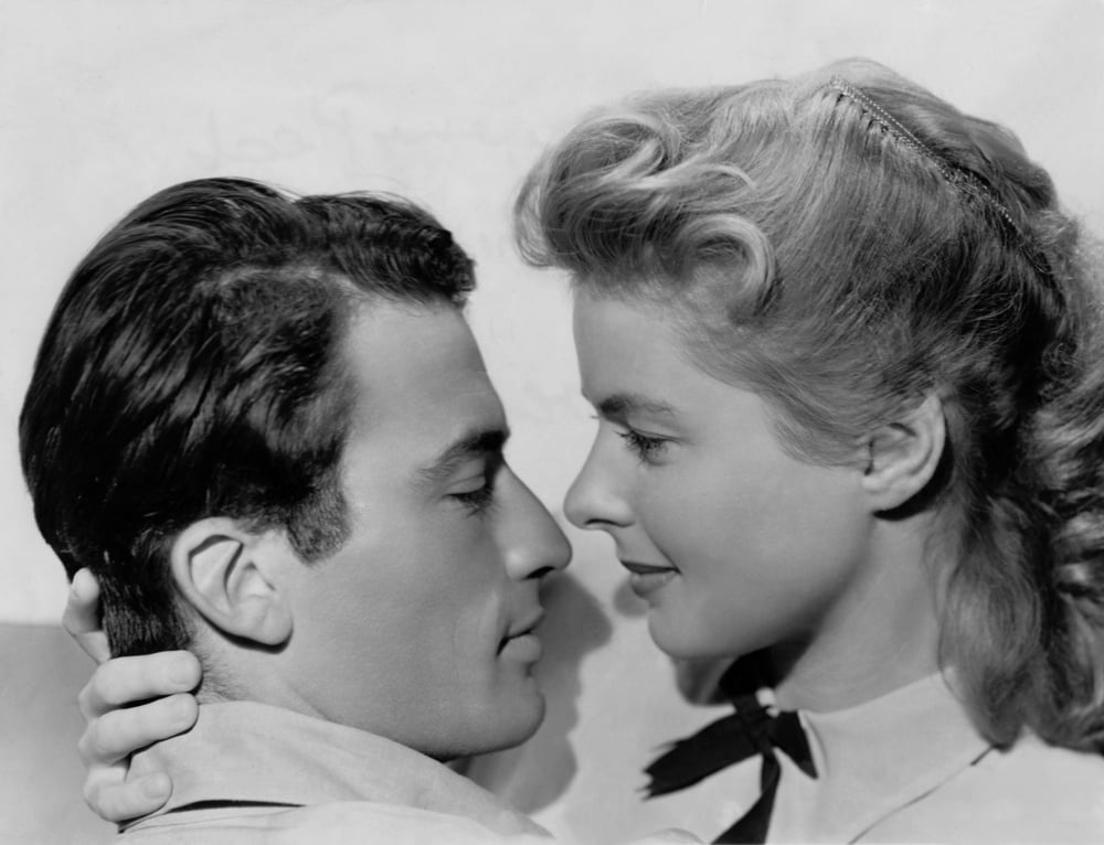 American actor Gregory Peck and Swedish actress Ingrid Bergman on the set of Spellbound. (Photo by United Artist/Selznick international Pictures/Sunset Boulevard/Corbis via Getty Images)