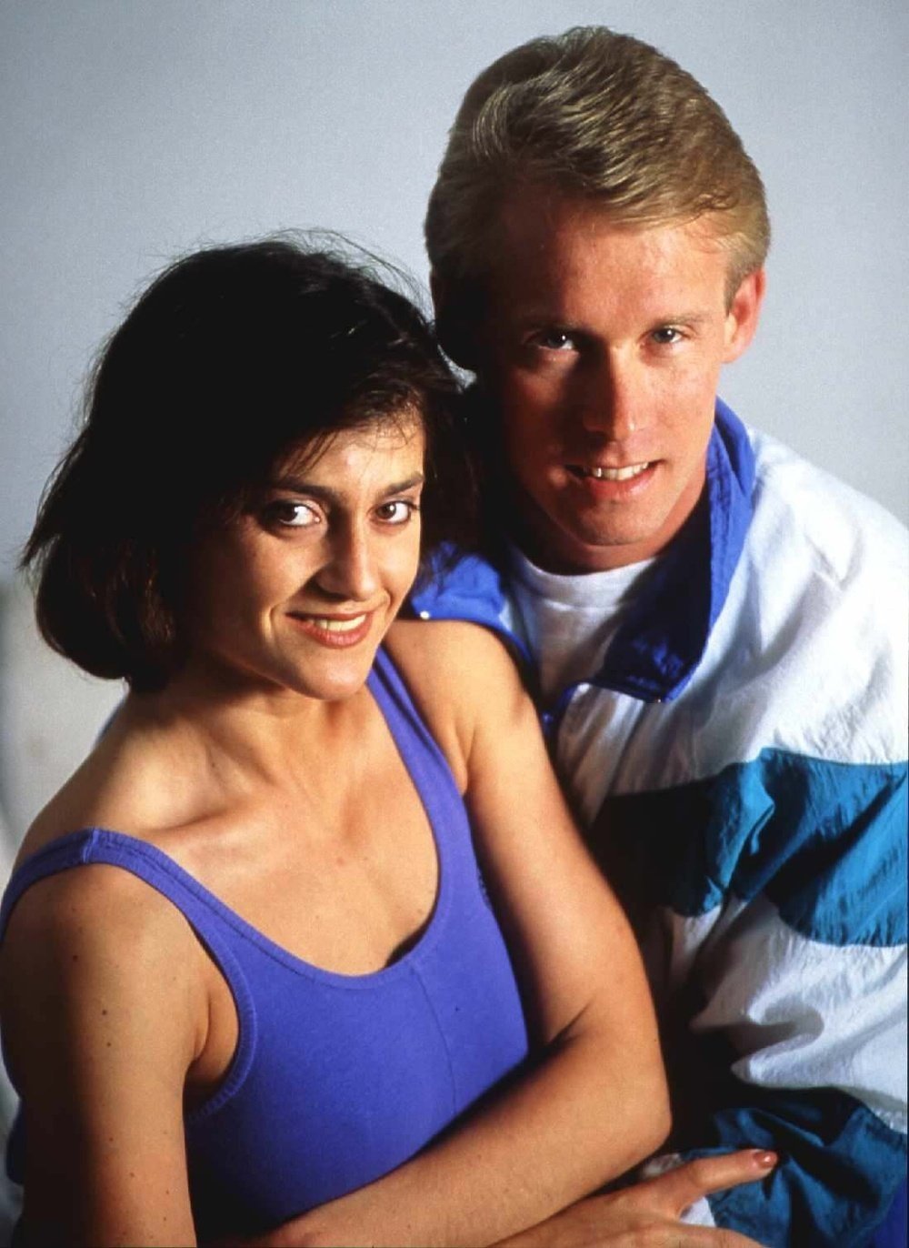 1991.Venice,California Nadia Comaneci And Bart Conner (Photo By Paul Harris/Getty Images)