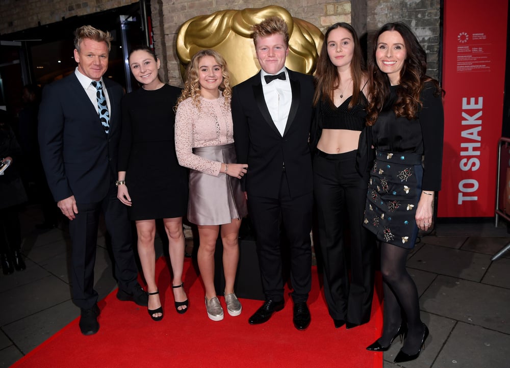 LONDON, ENGLAND - NOVEMBER 20: (L-R) Gordon Ramsay, Holly Anna Ramsay, Matilda Ramsay, Jack Scott Ramsay, Megan Jane Ramsay and Tana Ramsay attend the BAFTA Children