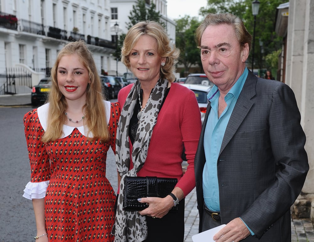 LONDON, ENGLAND - JULY 10: Madeleine Gurdon, Sir Andrew Lloyd Webber and his daughter Isabella Lloyd Webber attend a summer party hosted by Sir David Frost at Royal Hospital Chelsea on July 10, 2012 in London, England. (Photo by Ferdaus Shamim/WireImage)