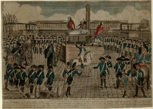The Execution of Marie Antoinette on the Place de la Revolution on October 16, 1793, circa 1793. Found in the Collection of the Bibliothèque Nationale de France. Artist Anonymous. (Photo by by Fine Art Images/Heritage Images via Getty Images)