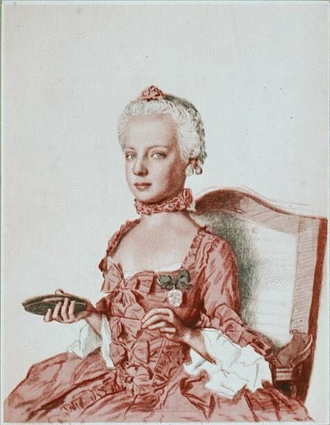 FRANCE - JANUARY 01: Archduchess Marie-Antoinette (1755-1793), painted 1762. Chalk, red chalk and watercolour on cardboard, 32 x 26 cm. By Jean-Etienne Liotard. (Photo by Imagno/Getty Images) [Erzherzogin Marie-Antoinette (1755-1793), gemalt 1762. Kreide, Rote Kreide und Aquarell auf Karton. 32 x 26 cm. Von Jean-Etienne Liotard.]