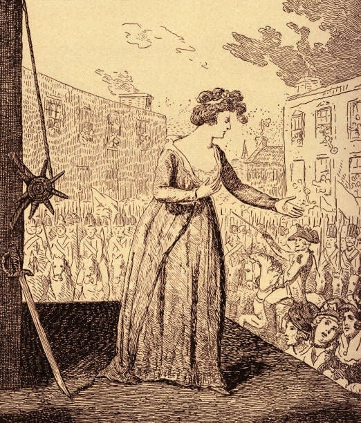 The Matyrdom of Marie Antoinette, Queen of France, on 16 October 1793. Caricature by George Cruikshank (English artist: 27 September 1792 - 1 February 1878). (Photo by Culture Club/Getty Images)