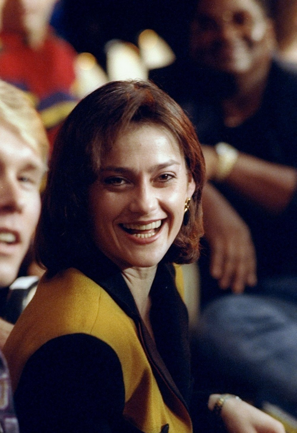 15 Feb 1992:  Gymnast Nadia Comaneci looks on during a bout between Donovan Ruddock and Greg Page. Mandatory Credit: Holly Stein  /Allsport