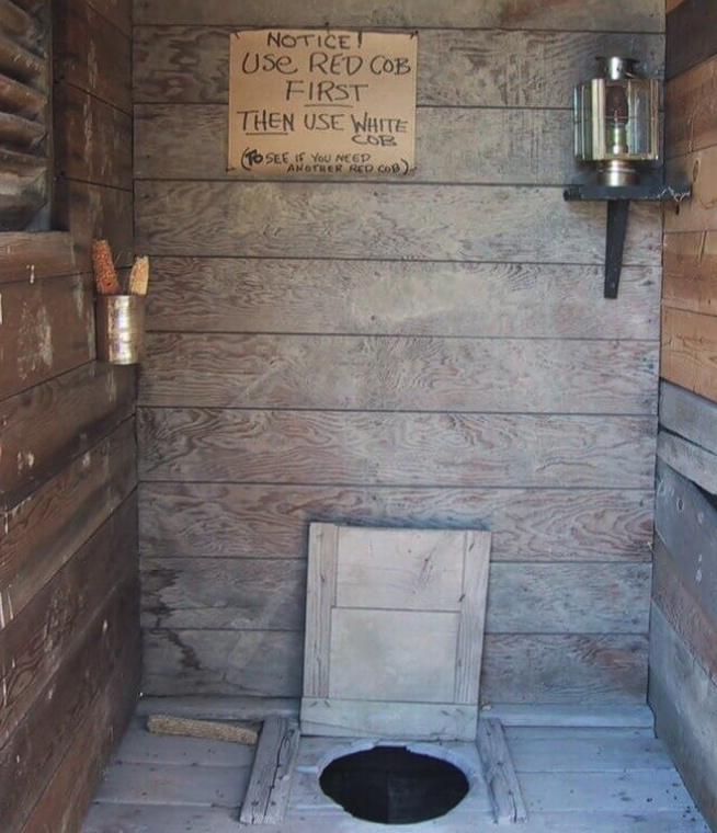 A three-story outhouse one block north of the railroad bridge at State Street, on St. Paul