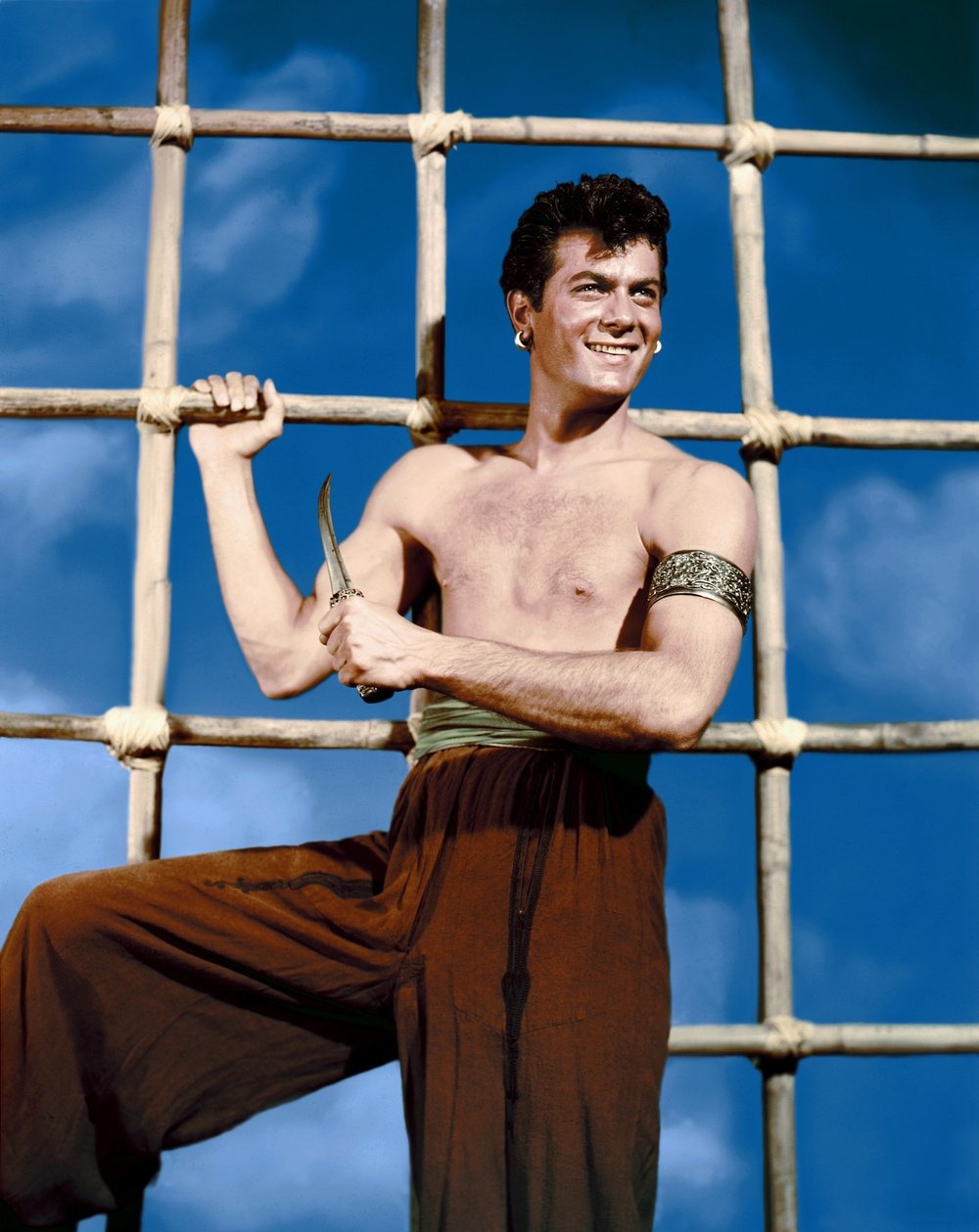 American actor Tony Curtis on the set of The Prince Who Was a Thief. (Photo by Sunset Boulevard/Corbis via Getty Images)